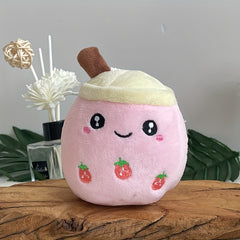 Cartoon Milk Tea Doll Keychain Fluffy Key Ring Bag Charm Gift