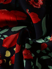 Girls' Rose Floral Print Casual Jogger Elastic Waist Trousers