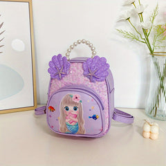 Casual Sequin Backpack with Beaded Shell Decor