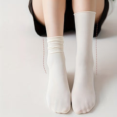 5 Pairs Comfy & Breathable Women's Solid Socks All-match Stockings