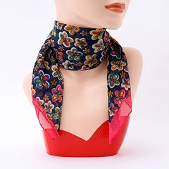 Thin Chiffon Scarf Women's Neckerchief Small Flowers Print Neck Scarves Hair Tie