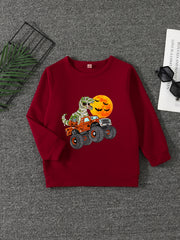 Boys Halloween Dino Driver Sweatshirt with Stretch Fabric