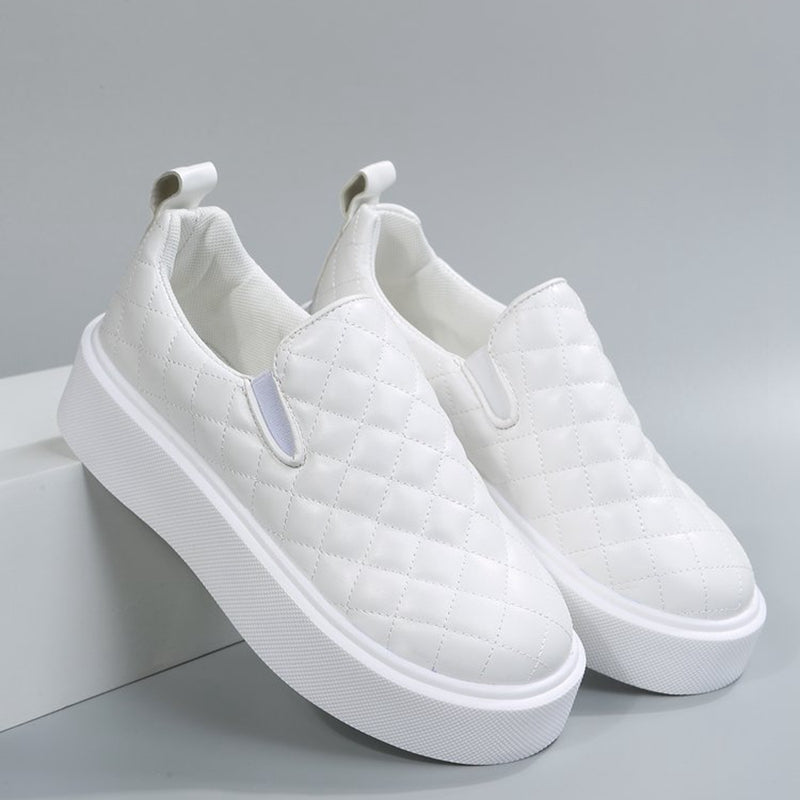 Women's Quilted Platform Loafers Slip on Sneakers