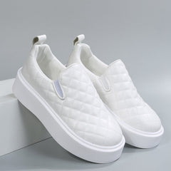 Women's Quilted Platform Loafers Slip on Sneakers