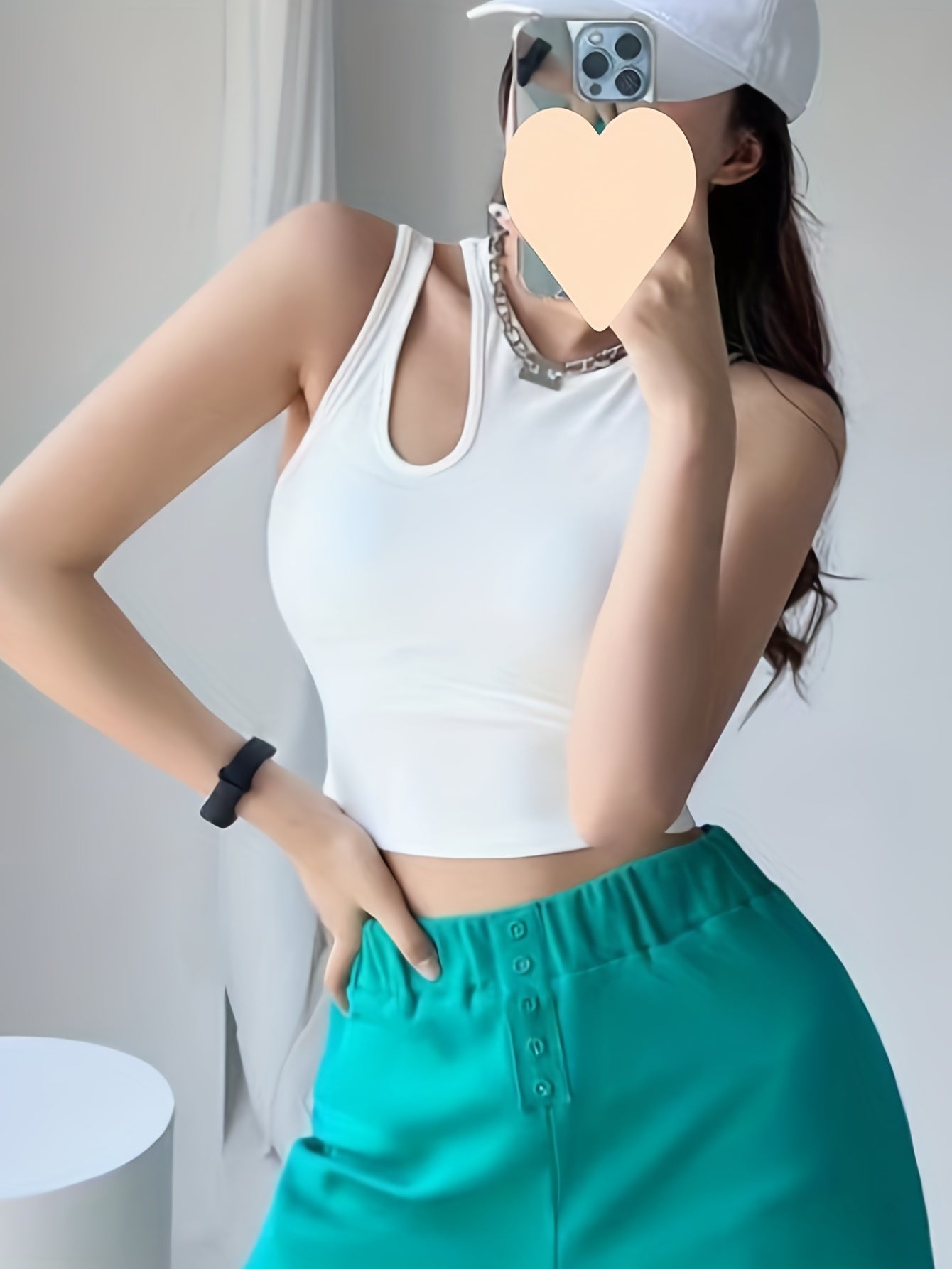 2pcs Solid Cami Tops Hollow Out Slim Top Women's Lingerie