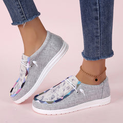 Women's Lace Up Canvas Shoes Casual Slip On Flat Shoes Lightweight
