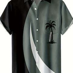 Men's Hawaiian Palm Tree Graphic Shirt Short Sleeves