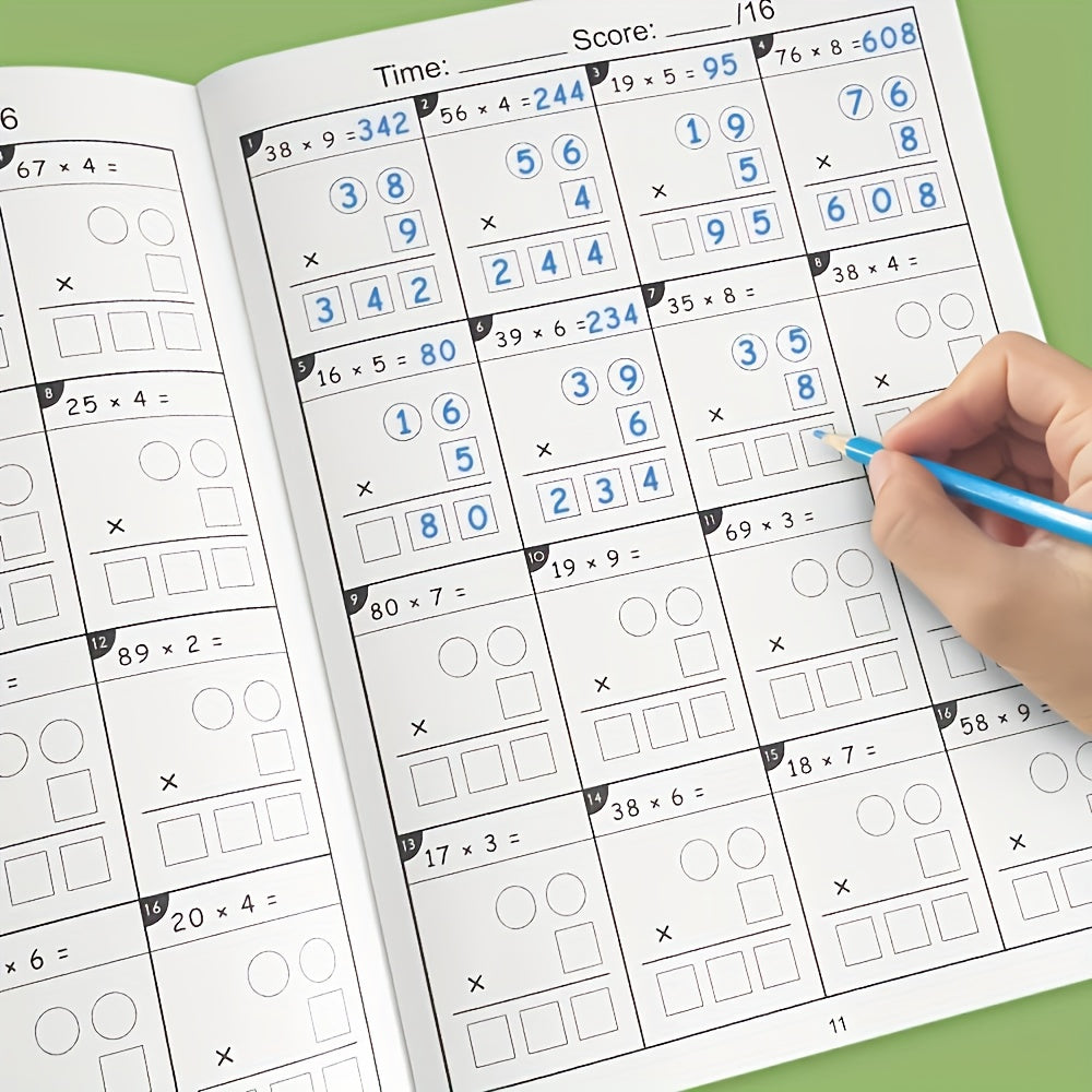YUYNLEP 2D Multiplication Workbook with Daily Timed Math Tests