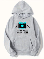 Japanese Tokyo Print Men's Round Neck Hooded Sweatshirt for Autumn Winter