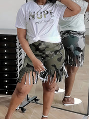 Camo & Slogan Print 2-Piece Set