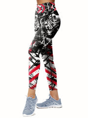 Graffiti Print High Waist Yoga Pants Slim Fit Leggings
