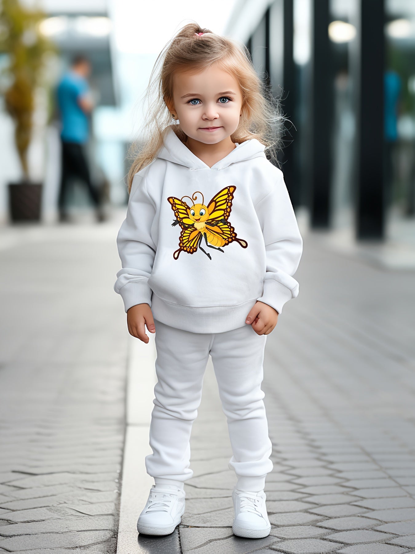 OERYUI Butterfly Print Hoodies Pants Set for Kids Spring Fall