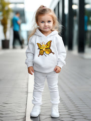 OERYUI Butterfly Print Hoodies Pants Set for Kids Spring Fall