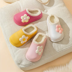 Flower Furry House Shoes for Girls Non-Slip Soft Bottom Walking Shoes