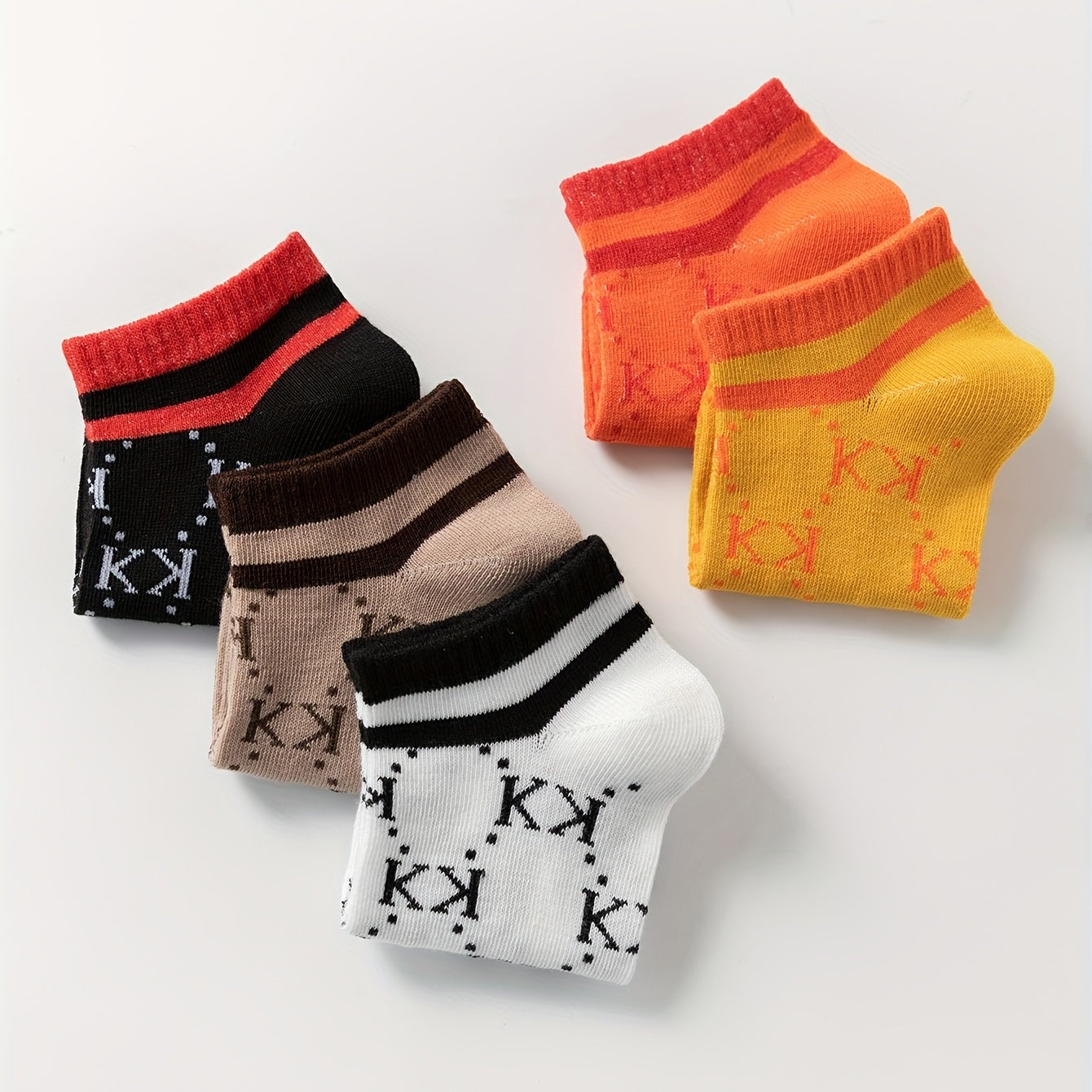 5 Pairs Letter Print Short Socks Women's Stockings