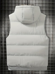 Winter Hooded Vest Men's Zip Up Vest with Pockets