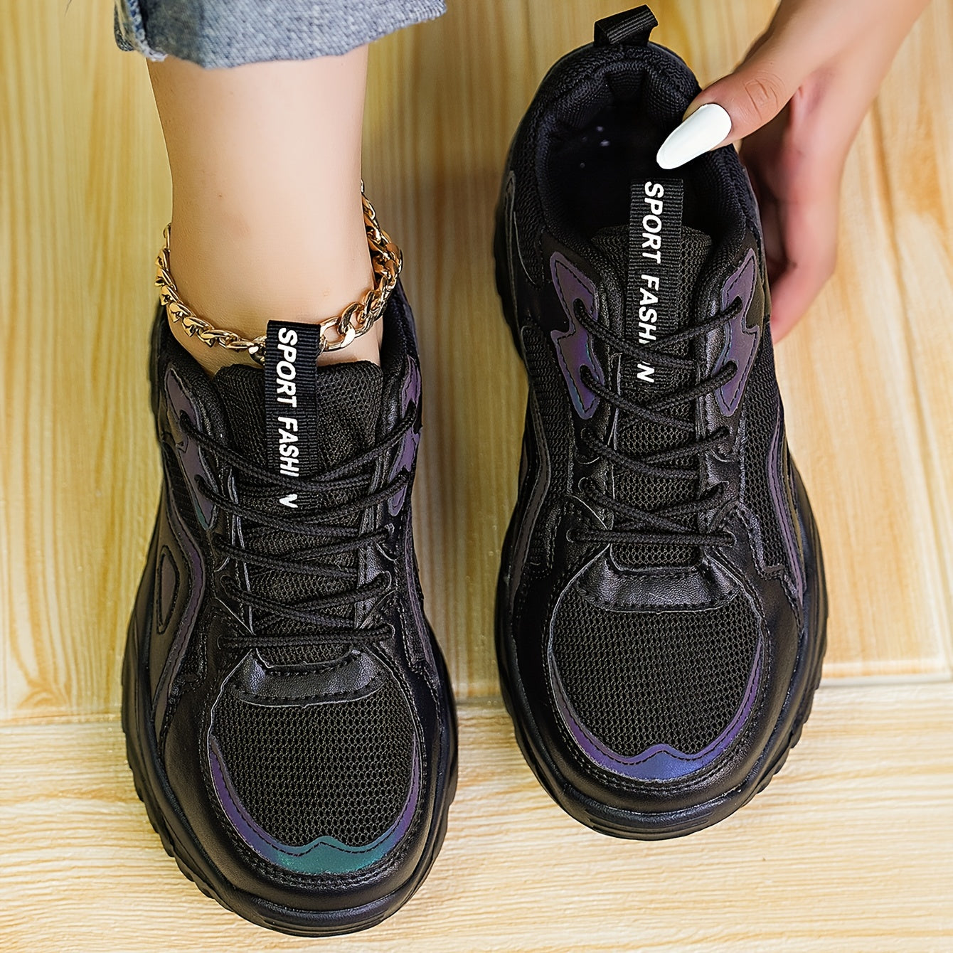 Women's Ombre Chunky Sneakers Mesh Running Shoes