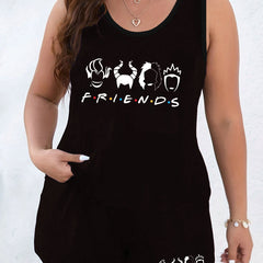 Casual Loungewear Set Women's Plus Tank Top & Shorts Pajama Set