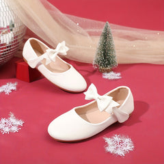 Girls Bowknot Leather Shoes Lightweight Soft Princess Shoes