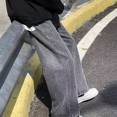 Men's Wide Leg Jeans Classic Loose Fit Denim Pants