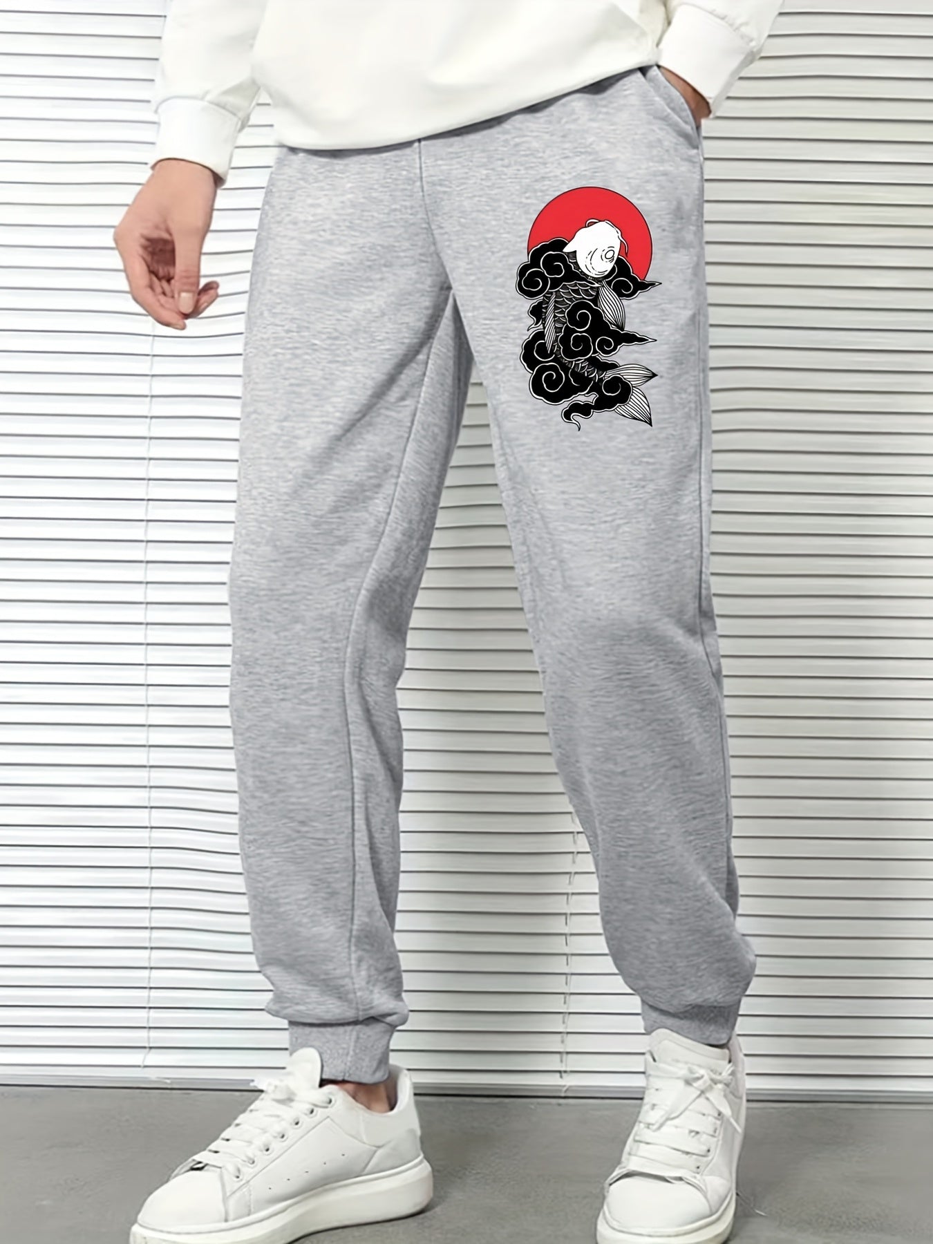 Fish And Lucky Clouds Men's Sports Pants Casual Drawstring Joggers