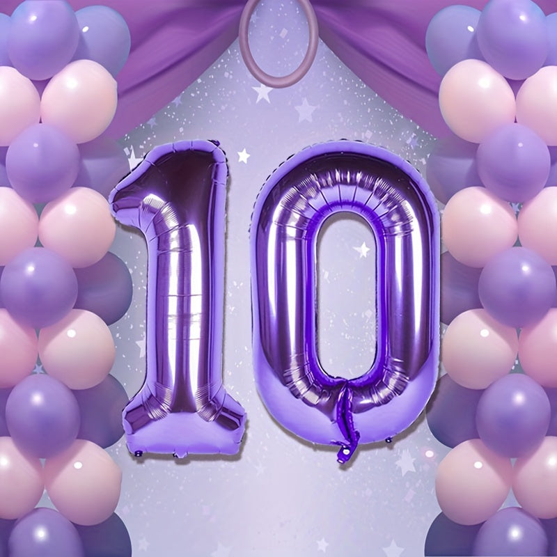 Giant Purple Number Helium Foil Balloons + Roll - Large Party Decoration
