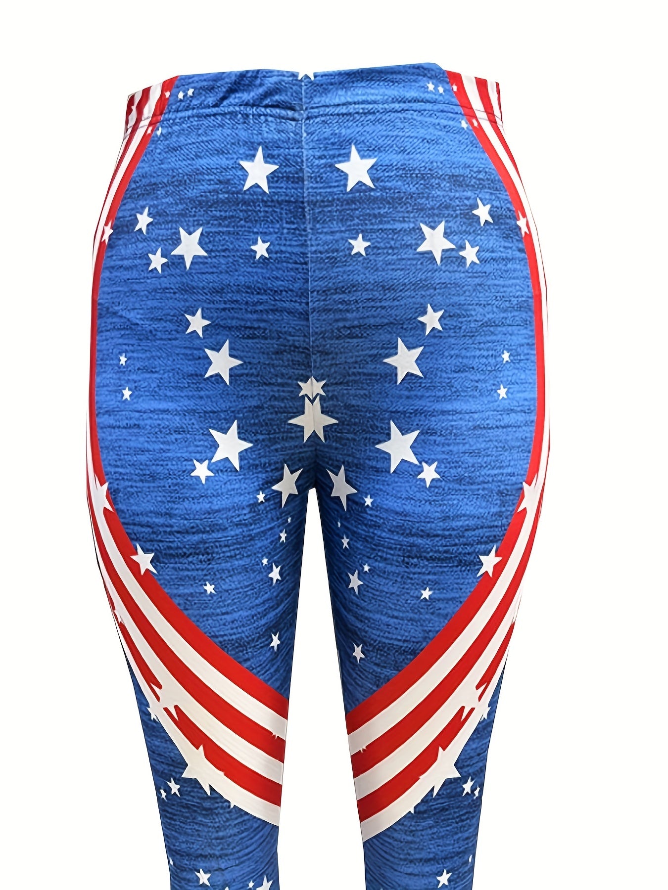 Independence Casual Leggings Women's Plus Star & Stripe Print High Sl