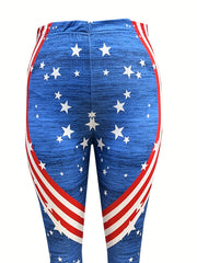 Independence Casual Leggings Women's Plus Star & Stripe Print High Sl