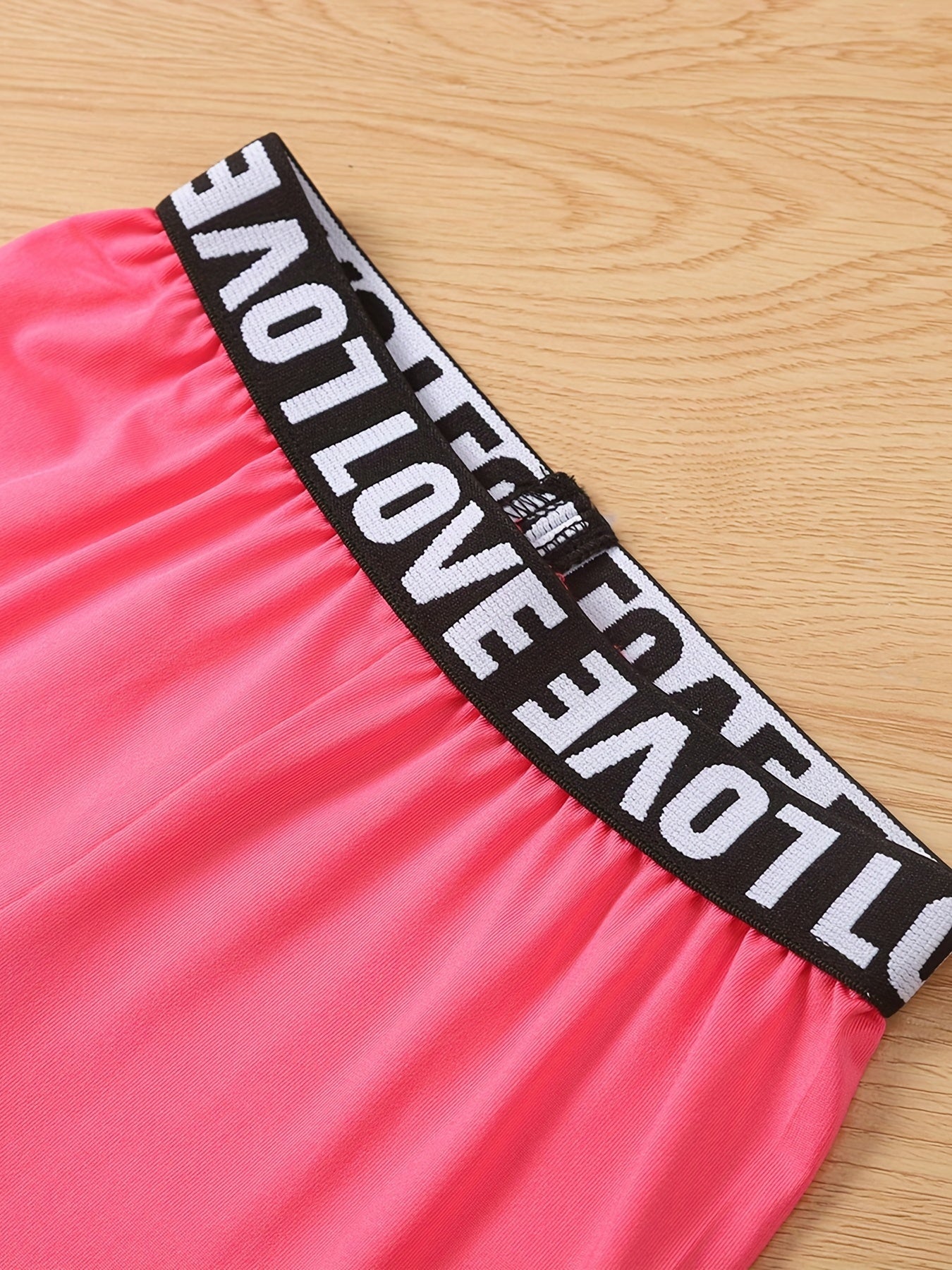 Toddler Girls Letter Waistband Elastic Casual Pants Trousers for Spring and Fall
