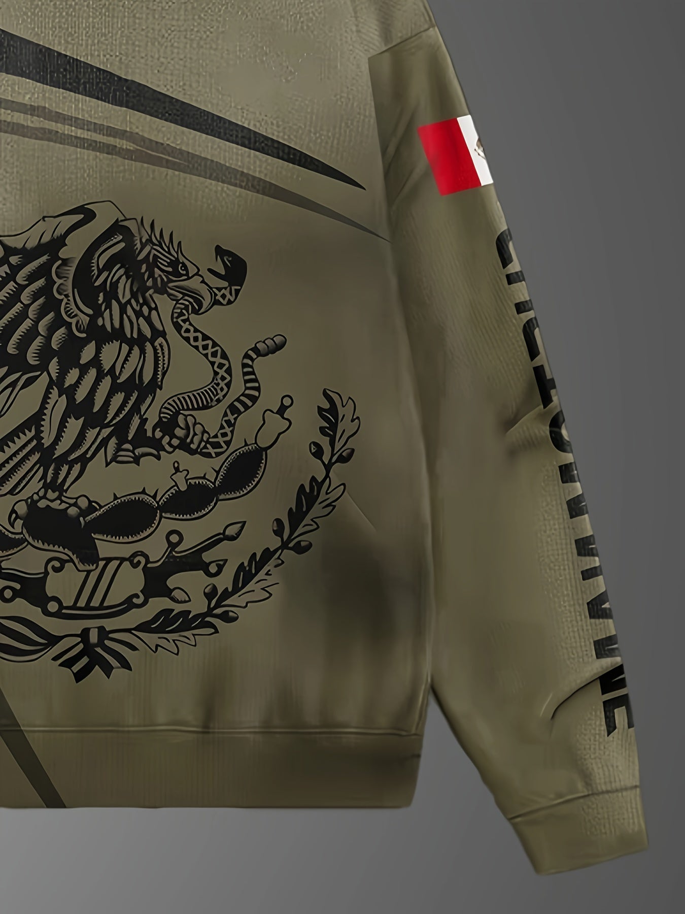 Mexico Eagle And Snake Print Men's Sweatshirt for Autumn Winter