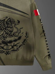 Mexico Eagle And Snake Print Men's Sweatshirt for Autumn Winter