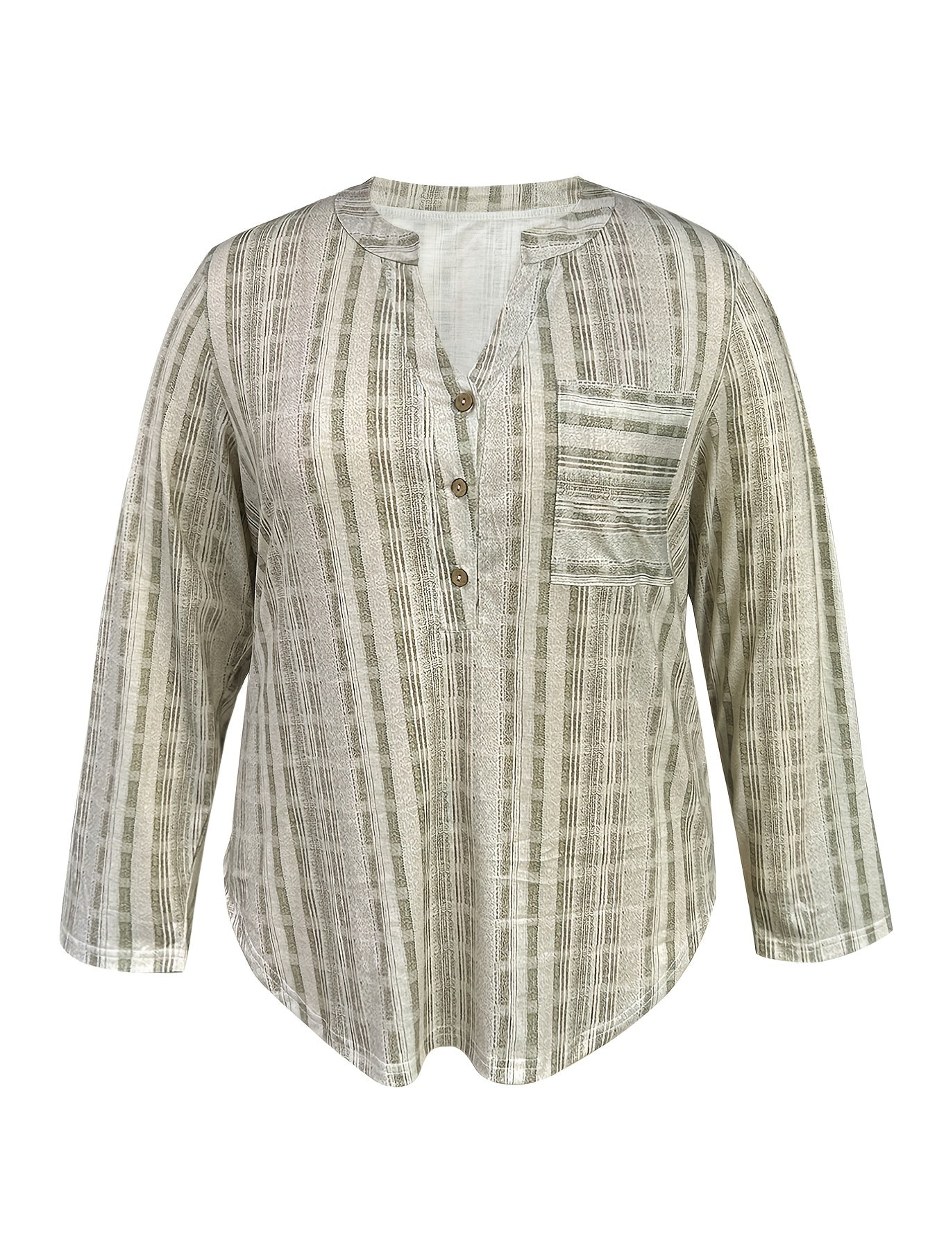Striped Print Button Up Shirt Top