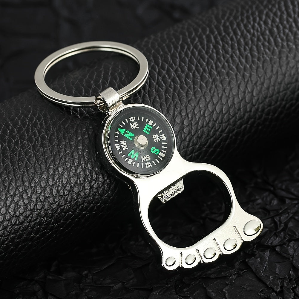 Toe Shaped Compass Keychain Bottle Opener Camping Picnic