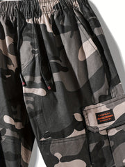 Men's Camo Cargo Shorts Elastic Waist Drawstring Summer Outdoor