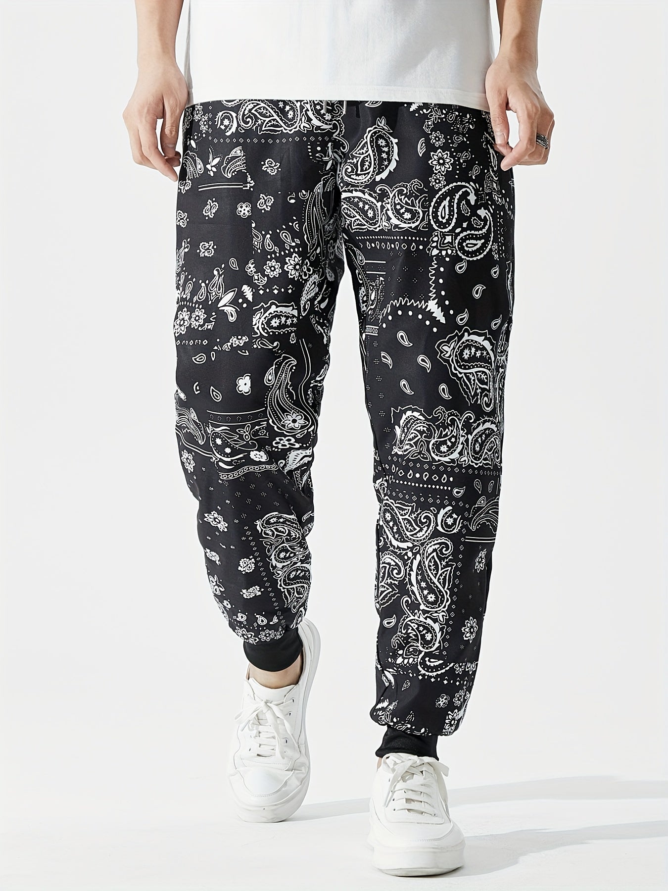 Men's Paisley Joggers with Elastic Waist