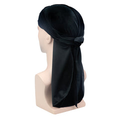High Velvet Pirate Hat with Long Tail Turban for Men