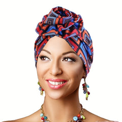Boho Print Ruffle Turban Cap Classic Ruched Flower Bonnet Head Wrap