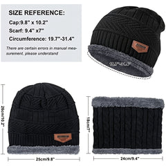 Winter Fleece Set Knit Beanie Hat Scarf Touch Screen Gloves