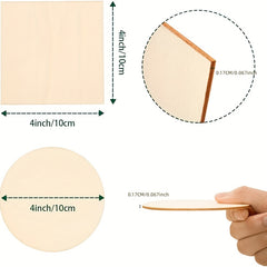10Pcs Unfinished Wooden Pieces 10x10cm for Handicrafts DIY Coasters Home Decor