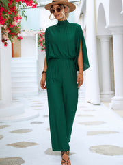 Stylish High Collar Loose Jumpsuit 3/4 Sleeve Casual Long Length