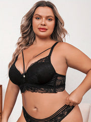 3 Pack Plus Size Sexy Bra Set Floral Lace Rhinestone Padded Harness Bralette 3pc