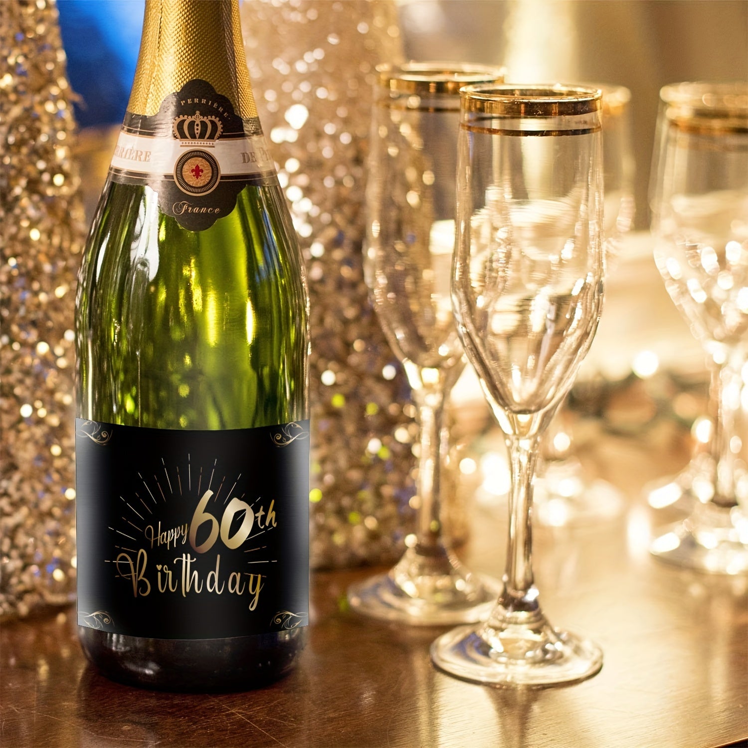 2pcs 60th Birthday Bottle Labels For Champagne & Wine Bottles