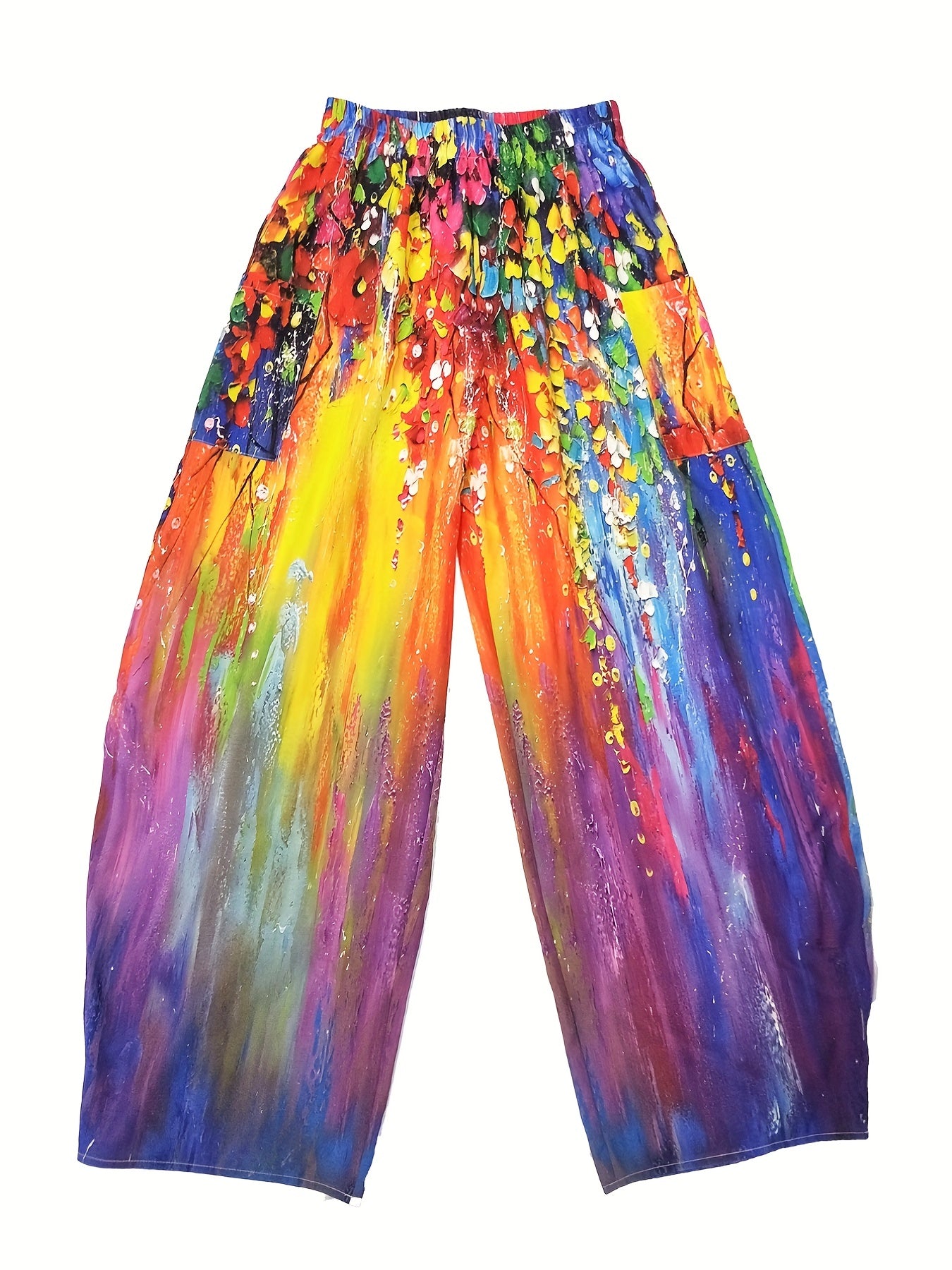 Butterfly Print Wide Leg Pants Casual Loose Pants For Spring & Summer