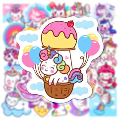 50pcs Little Girls And Unicorn Doodle Stickers for Kids