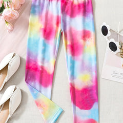 Girls Colorful Tie dye Soft Thin Legging Slightly Stretch Long Pants