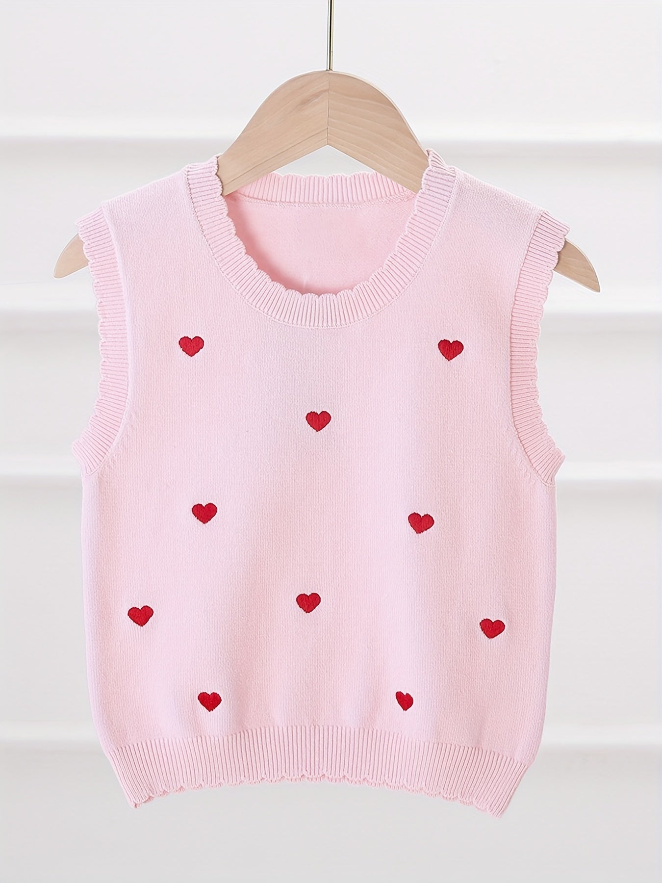 Kids Crew Neck Embroidered Sweater Vest - Various Colors