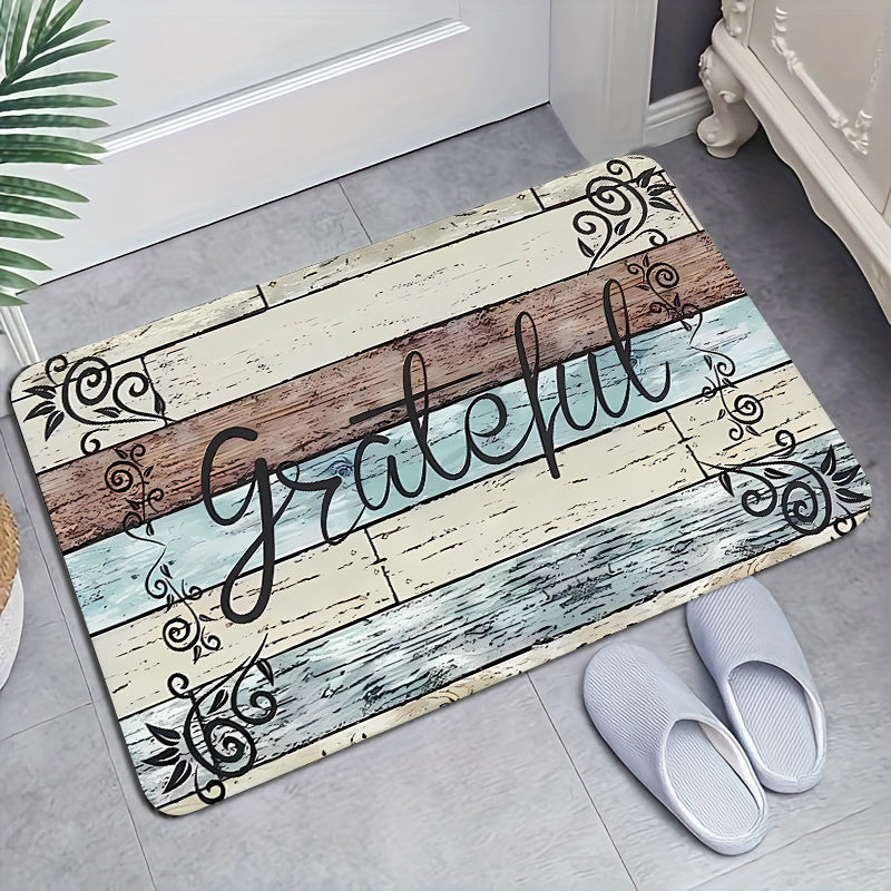 Vintage Print Kitchen Mat Wood Anti Slip Carpet