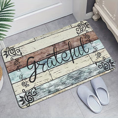 Vintage Print Kitchen Mat Wood Anti Slip Carpet