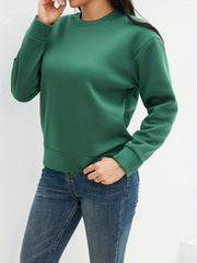 Solid Crew Neck Pullover Sweatshirt Women's Casual Long Sleeve Sweatshirt