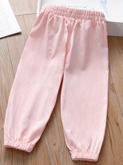 Girls' Heart Embroidery Jogger Pants with Pockets